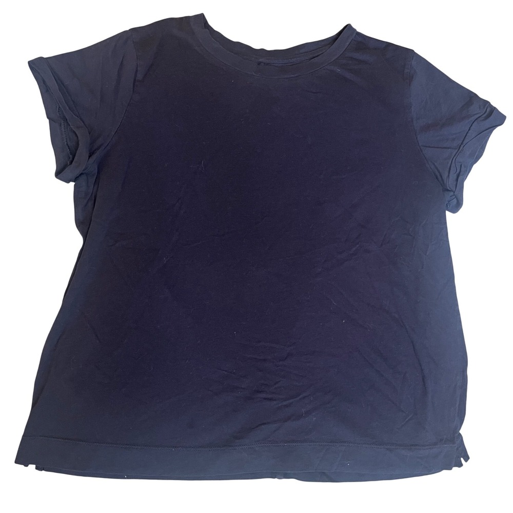 LOFT T-Shirt Womens Medium Navy Blue Back Seam Cotton Short Sleeve Tee